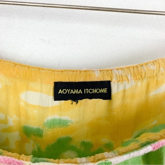 Aoyama Itchome Mixed Print Silk Western Boho Mini Skirt Sz 26” - Picture 5 of 9